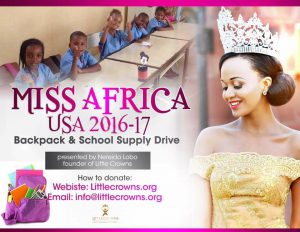 Read more about the article Queen Nereida Lobo Launches Back Pack Drive For Under Privileged School Children in 4 African Countries. Support The Queen