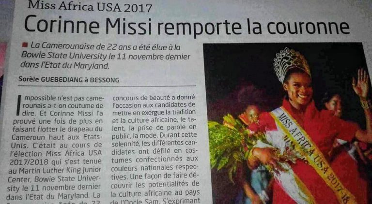 Read more about the article Cameroonian Press Across The Nation Hailed Corinne Missi for Winning The Crown This Year