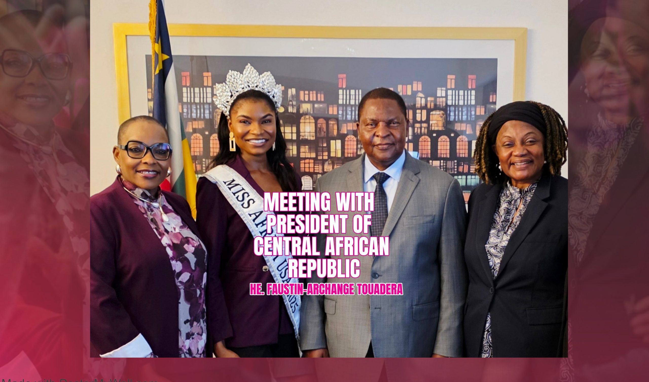 You are currently viewing President of Central African Republic Grants Audience to Newly Crowned Miss Africa USA and Her Team